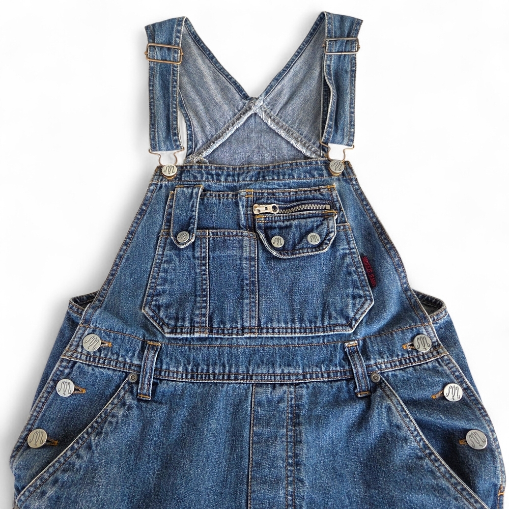 Squeeze Vintage 90s Women's Blue Denim Carpenter Overalls Size Small - Picture 4 of 14